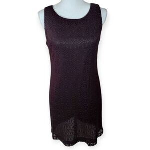 DAWN JOY FASHIONS SHEER BLACK/HINT OF PURPLE LACE DRESS SZ.5-6 EUC.